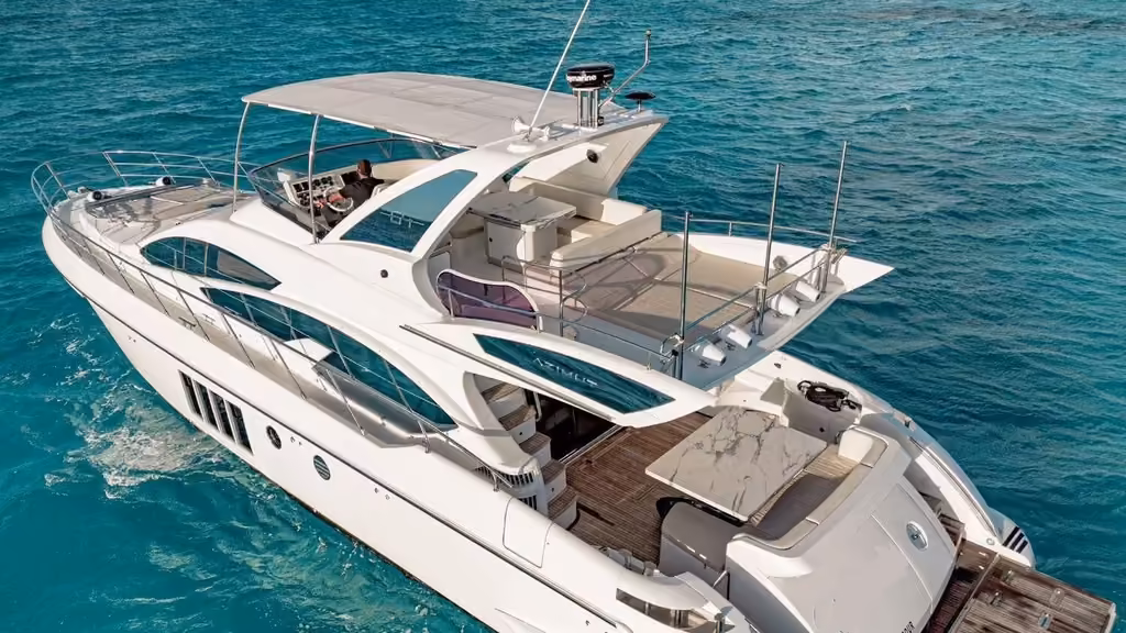 Up to 18 persons can enjoy a ride on this Azimut boat