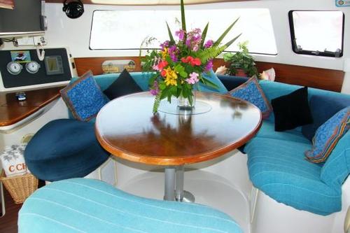 Up to 14 persons can enjoy a ride on this Catamaran boat