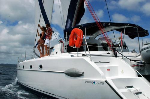 Up to 10 persons can enjoy a ride on this Catamaran boat