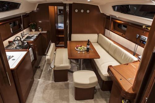 Up to 10 persons can enjoy a ride on this Beneteau boat