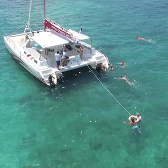 Up to 15 persons can enjoy a ride on this Catamaran boat