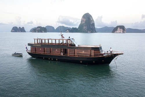 Traditional Thai-Crafted Wooden Yacht