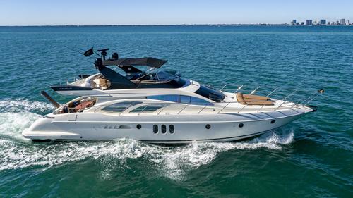 Up to 12 persons can enjoy a ride on this Azimut boat