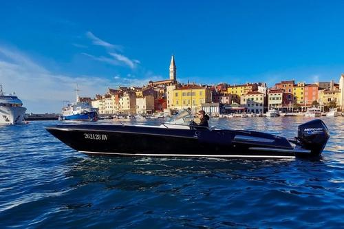 An attractive and fast 8 m long speedboat with 250 horsepower engine.
