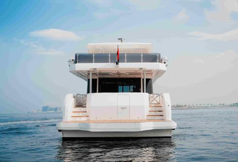 Up to 50 persons can enjoy a ride on this Flybridge boat