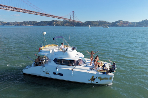 Up to 14 persons can enjoy a ride on this Catamaran boat