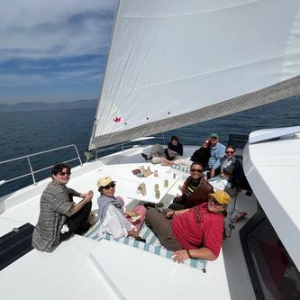 Up to 12 persons can enjoy a ride on this Catamaran boat